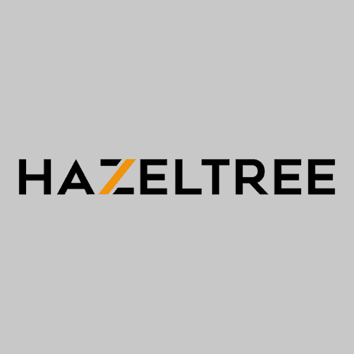 HAZELTREE logo with black text and an orange 'Z' on a light gray background.