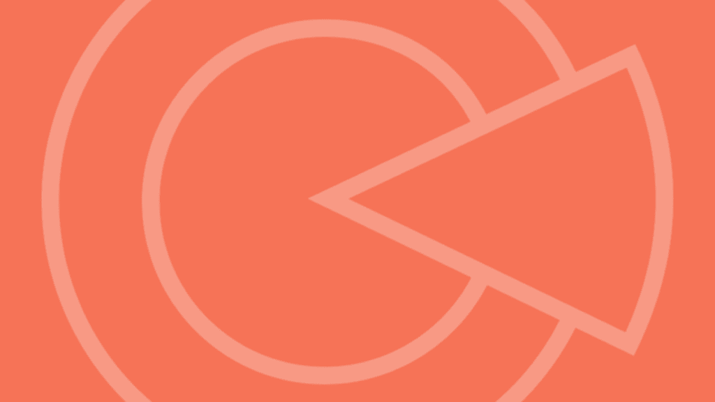 Abstract graphic with concentric circles and a wedge segment in two shades of coral.