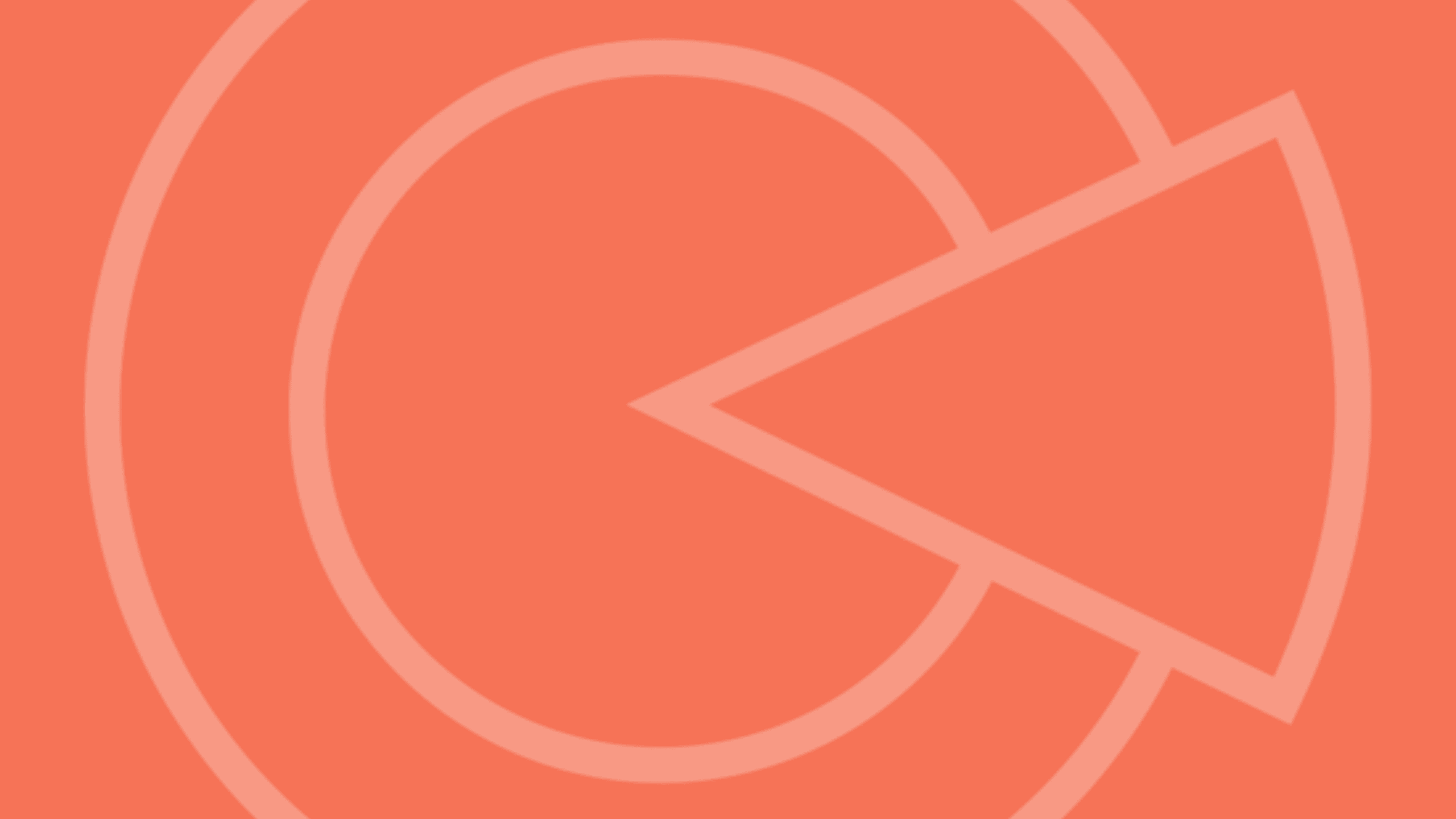 Abstract graphic with concentric circles and a wedge segment in two shades of coral.