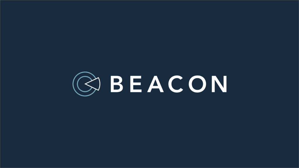 The BEACON logo, with a light blue circular graphic and white text on a dark blue background.