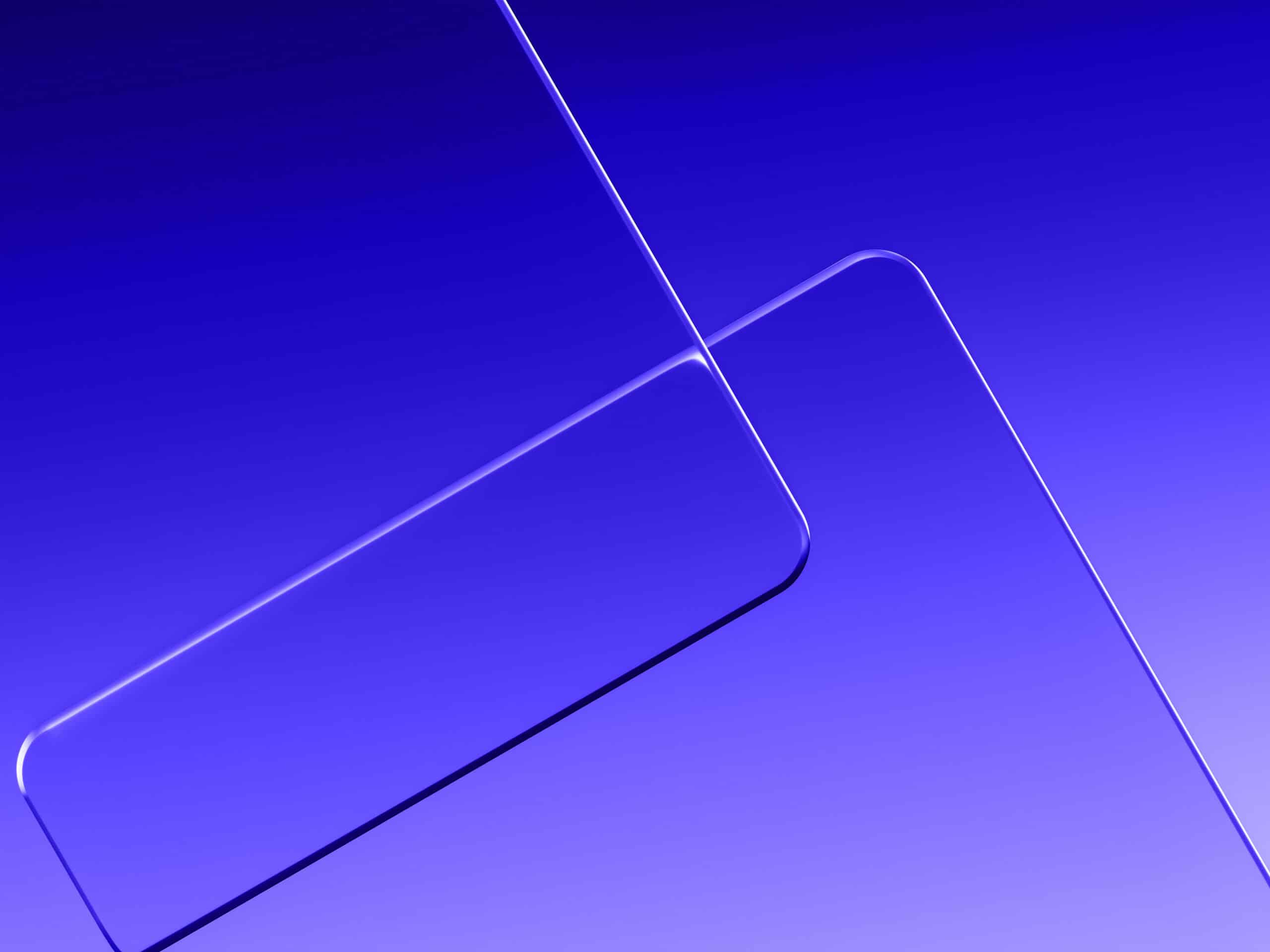 Abstract blue gradient background with bright, glowing translucent geometric lines.