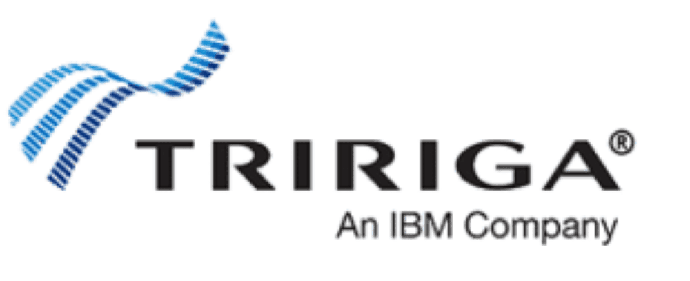 TRIRIGA An IBM Company logo, with a blue wavy graphic and dark gray text.