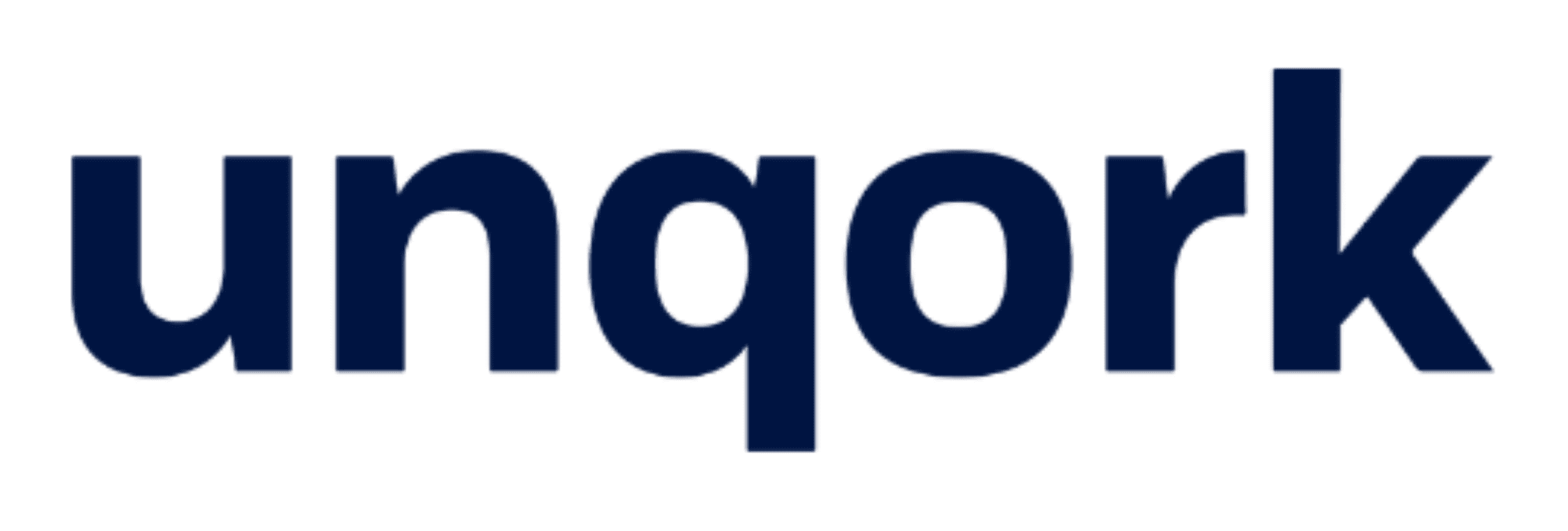 The word 'unqork' in dark blue text on a black background.