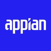 Appian logo, white text on blue background.