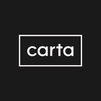 Carta logo with white text inside a white rectangle on a black background.