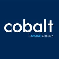 Cobalt logo, A FactSet Company, on a dark blue background.
