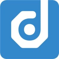 Blue square logo with a white stylized letter 'd' that incorporates a wrench design and a small circle.