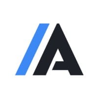 Stylized letter A logo with a blue left stroke and a dark gray right stroke on a white background.
