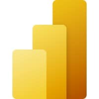 Microsoft Power BI logo showing three ascending yellow and gold vertical bars with rounded corners.