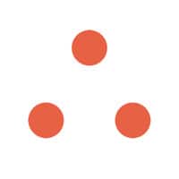 Three orange circles arranged in a triangle on a white background.