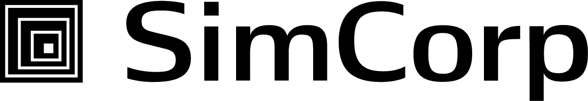 SimCorp logo with a black and white concentric square graphic and the word SimCorp in bold text.
