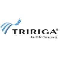 TRIRIGA logo, featuring a blue wave-like graphic and the text 'TRIRIGA An IBM Company'.