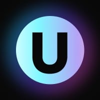 Logo with a black letter U on a circular blue and purple gradient background.