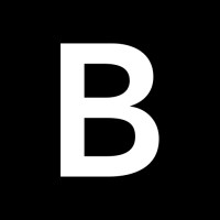 White capital letter B on a black background.