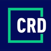 CRD logo with white letters inside a green square outline on a dark blue background.