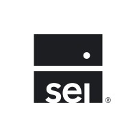 SEL logo with stacked black rectangles, a white dot on the top rectangle, and the word "sel" in white on the bottom rectangle.