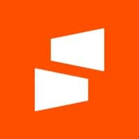 Stylized white letter S logo on an orange background.