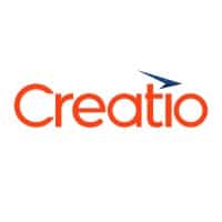 Creatio logo with orange text and a blue arrow graphic above the 'i'.