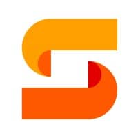 Stylized letter S logo in orange and yellow, resembling two folded ribbons.
